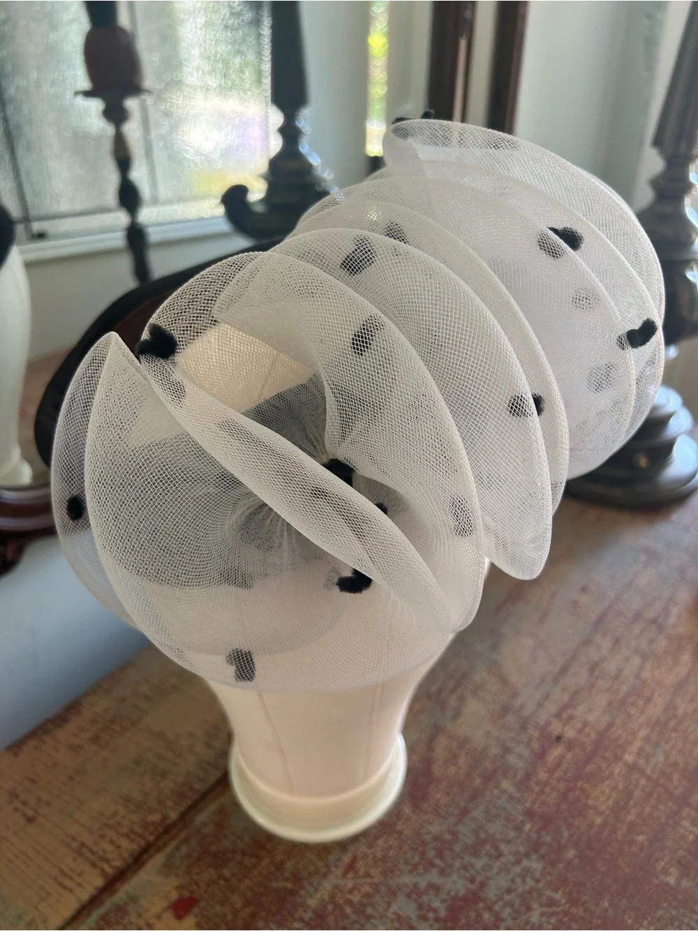 Vintage Black Pillbox Fascinator Hat with Accents Designed by Bertha B Simon